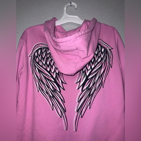 Betty Boop Vintage Women Pink Angel Wings Hoodie Sweater Pullover - Picture 4 of 6